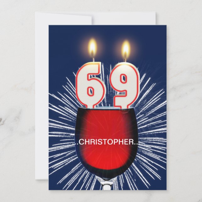 Add a name, 69th Birthday party Invitation, wine Invitation (Front)