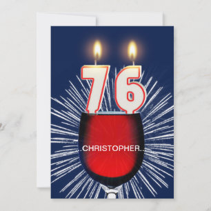Add a name, 76th Birthday party Invitation, wine Invitation