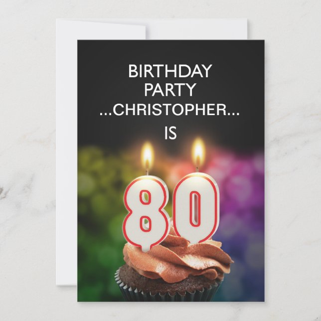 Add a name, 80th Birthday party Invitation (Front)