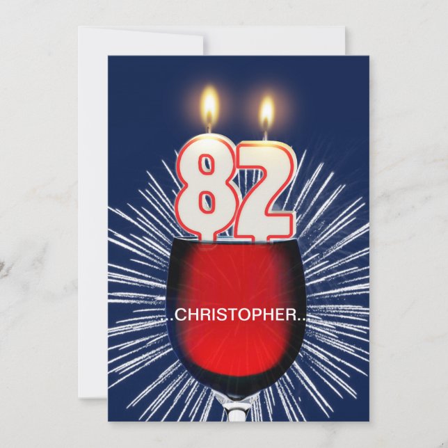 Add a name, 82nd Birthday party Invitation, wine Invitation (Front)