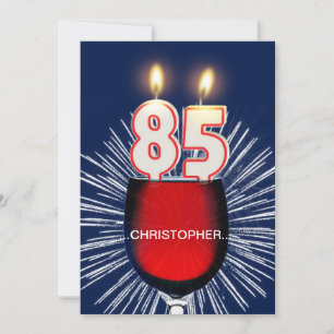 Add a name, 85th Birthday party Invitation, wine Invitation
