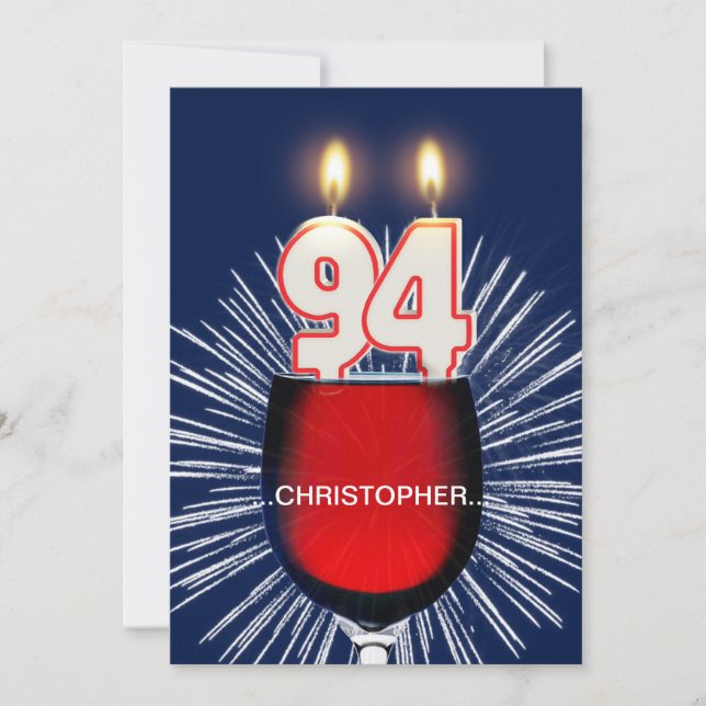 Add a name, 94th Birthday party Invitation, wine Invitation (Front)