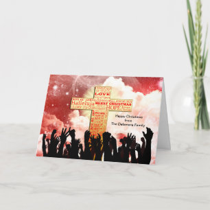 Add a name, a Christian cross Christmas Holiday Card