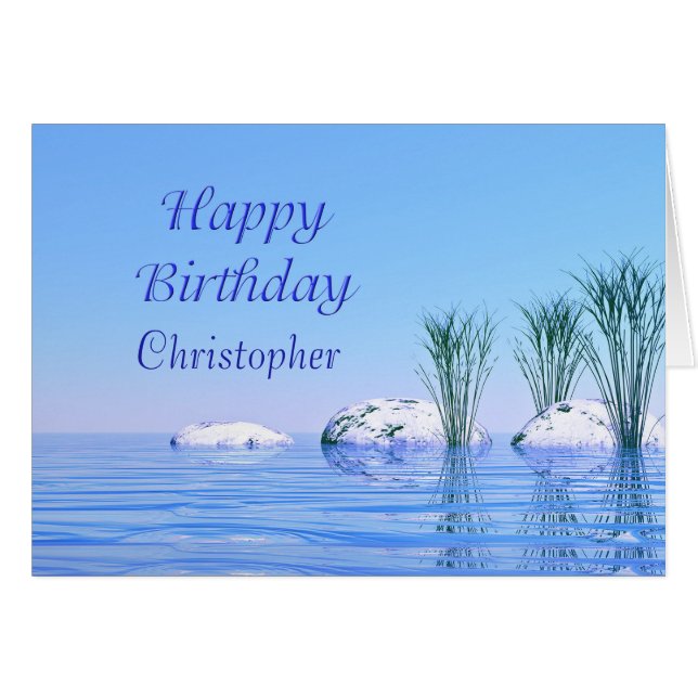 Add a name, a Spa Like,Tranquil, Blue Birthday (Front Horizontal)