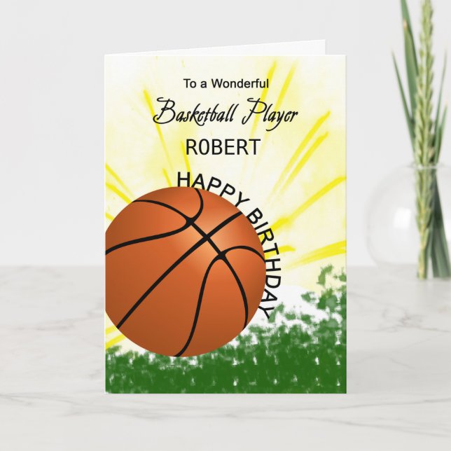 Add a Name Basketball Birthday Card (Front)