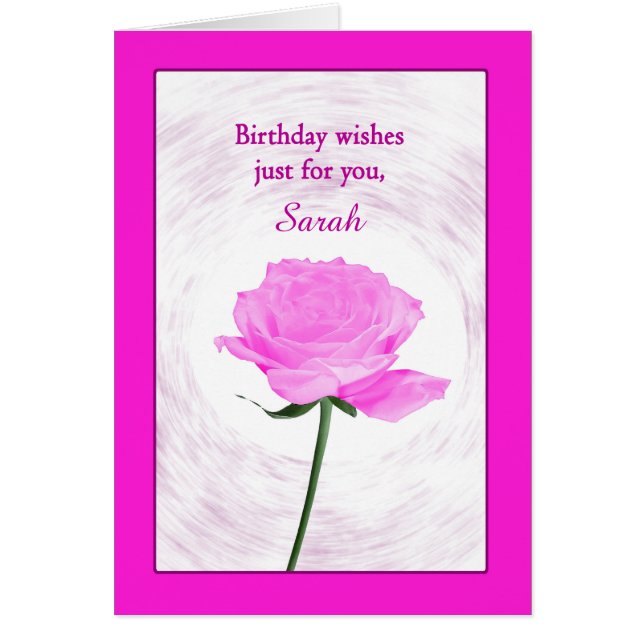 Add A Name Birthday Beautiful Pink Rose (Front)