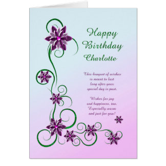 Add A Name Birthday with Scrolls and Flowers
