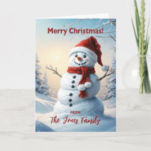 Add a Name Christmas Snowman  Holiday Card
