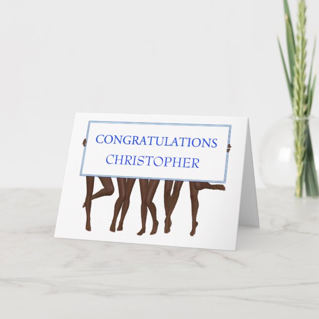 Add a Name. Congratulations Card with Bare Legs (Front)
