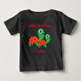 Add a Name Customised Turtles Little Brother Baby T-Shirt