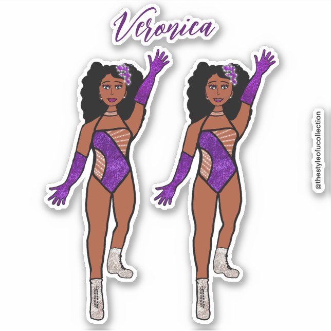 Add a Name Dancer Sticker Purple & Diamonds A (Front)