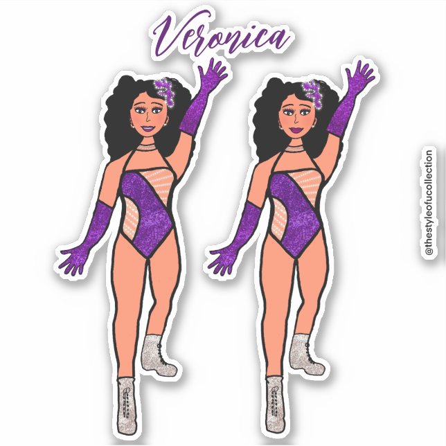 Add a Name Dancer Sticker Purple & Diamonds B (Front)