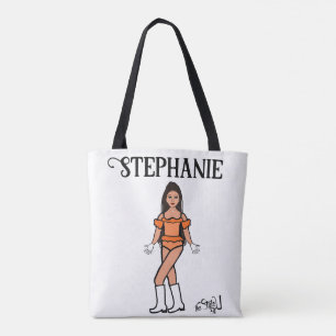 Add a Name Dancer Two Colour . Orange & White Tote Bag