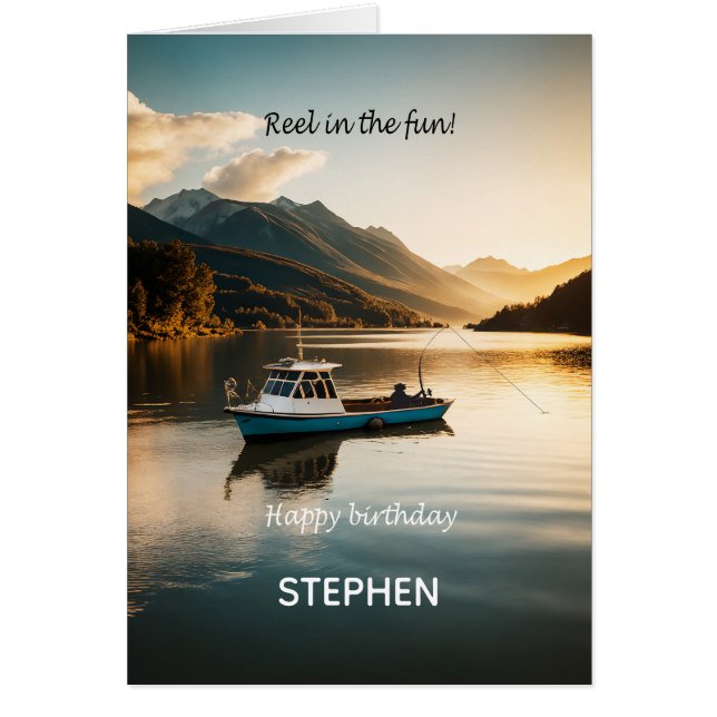 Add A Name Fishing From a Boat Birthday (Front)