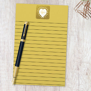Add A Name & Monogram Gold Glitter White Heart Square Sticker