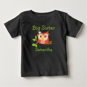 Add a Name Personalised Owl Big Sister Baby T-Shirt