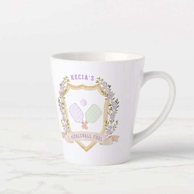 Add-a-Name Preppy Pickleball Latte Mug (Right)