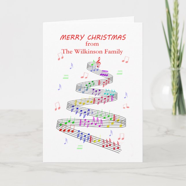Add a Name Sheet Music Christmas Holiday Card (Front)