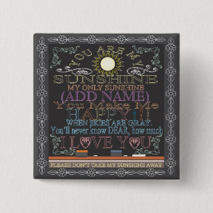 Add a Name Sunshine Vintage Chalkboard 15 Cm Square Badge