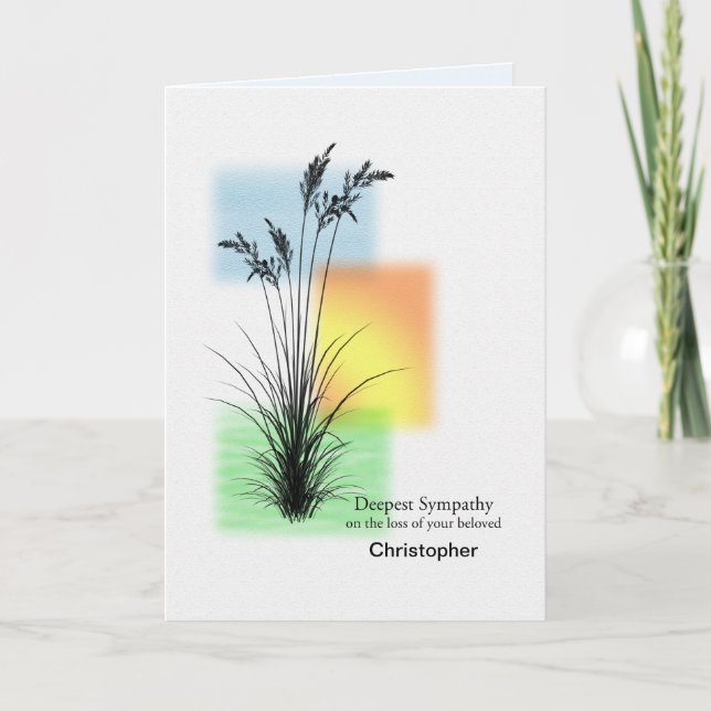 Add a Name, Sympathy, Grasses Card (Front)