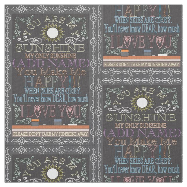 Add a Name to Sunshine Chalkboard Fabric (Swatch)