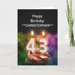 Add a name to this 43rd birthday card candles