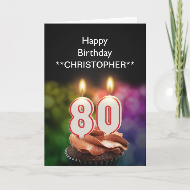 Add a name to this 80th birthday card candles (Front)