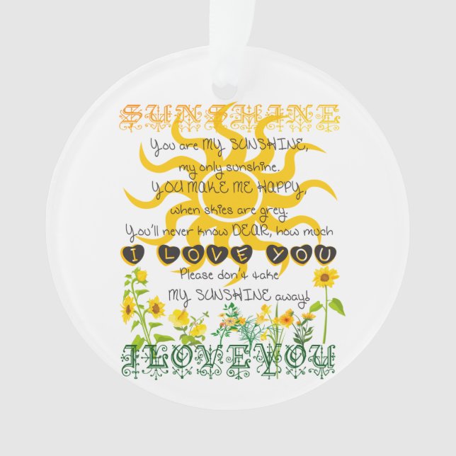 Add a Name You are My Sunshine Ornament (Front)