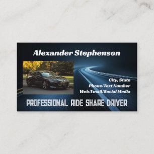 Add a Photo Car Driving Lyft Uber Driver Rideshare Business Card