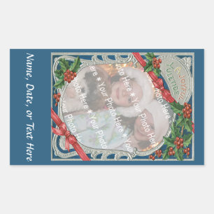 Add-A-Photo Christmas Vintage Joyful Yuletide Rectangular Sticker