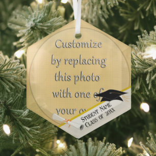 Add a Photo Graduation Glass Tree Decoration