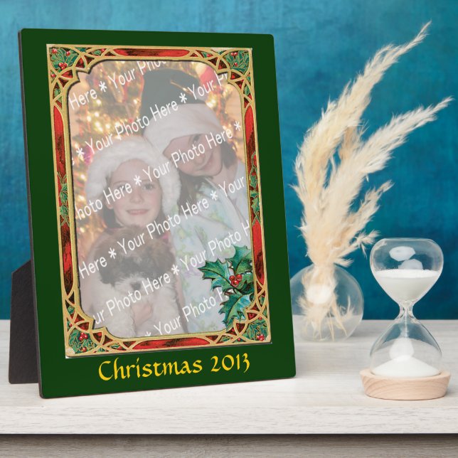 Add-A-Photo Stained Glass Frame with Holly Leaves (Side)