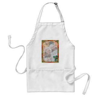 Add-A-Photo Stained Glass Frame with Holly Leaves Standard Apron