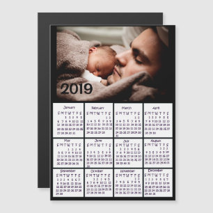 Add a Photo to this Black 2019 Calendar Magnetic Invitation