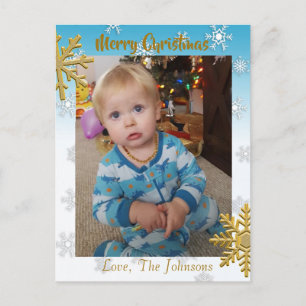 Add a Photo to this Blue Christmas Card