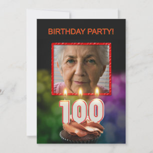Add a picture, 100th Birthday party Invitation
