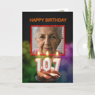 Add a picture, 107th Birthday card with Candles