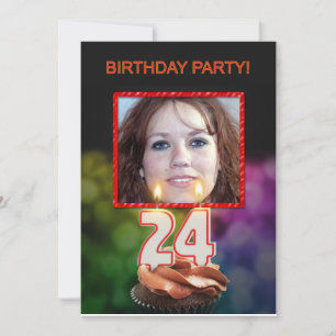 Add a picture, 24th Birthday party Invitation