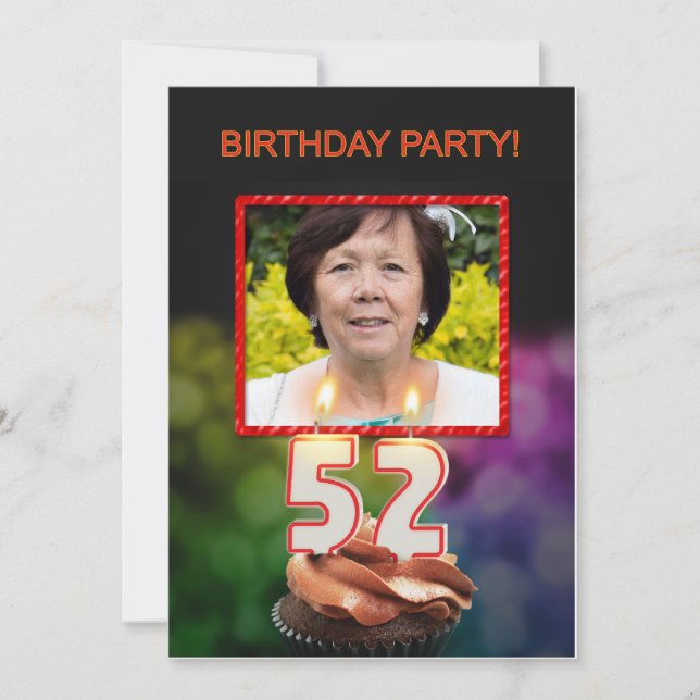 Add a picture, 52nd Birthday party Invitation (Front)