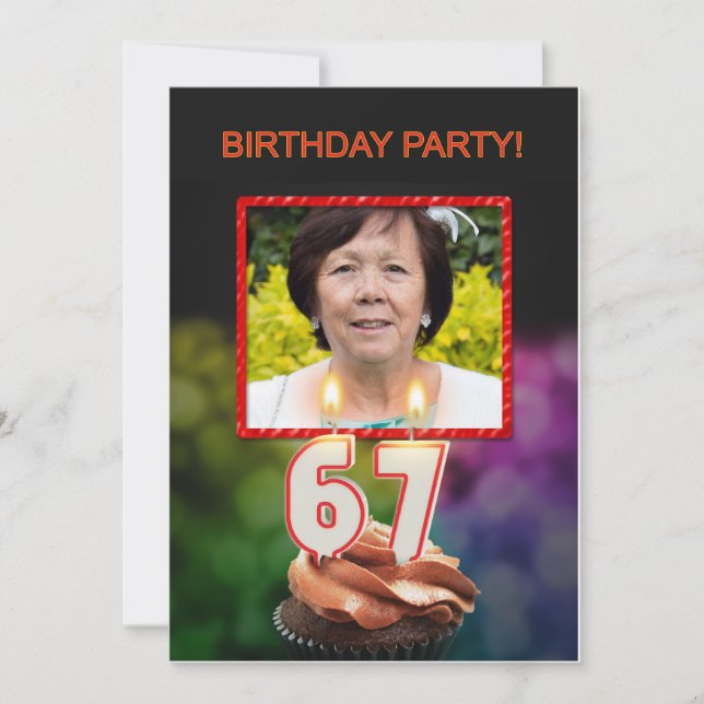 Add a picture, 67th Birthday party Invitation (Front)
