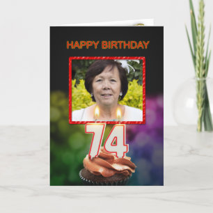 Add a picture, 74th Birthday card with Candles