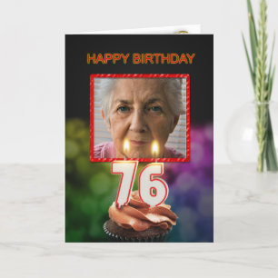 Add a picture, 76th Birthday card with Candles