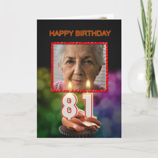 Add a picture, 81st Birthday card with Candles (Front)