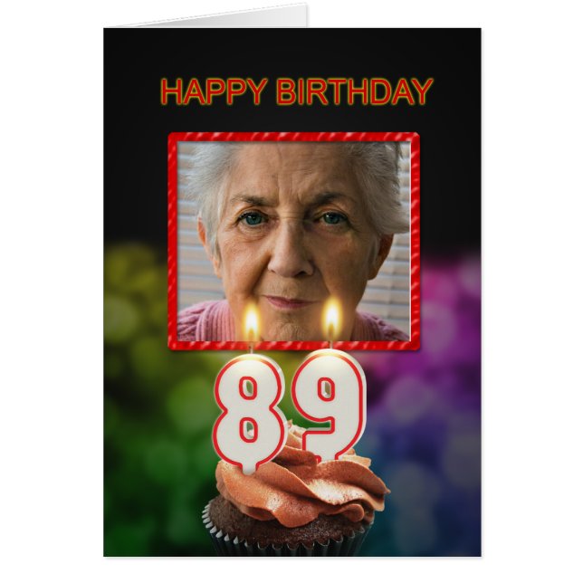 Add a picture, 89th Birthday card with Candles (Front)