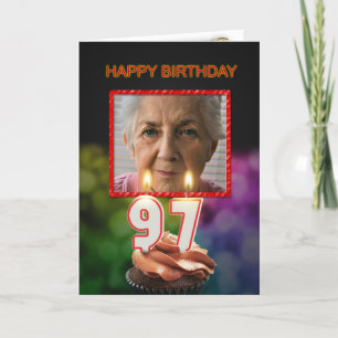 Add a picture, 97th Birthday card with Candles