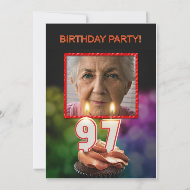 Add a picture, 97th Birthday party Invitation (Front)
