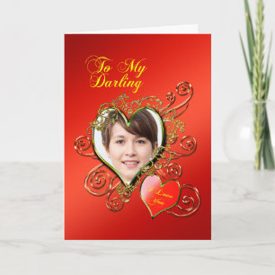 Add A Picture Darling Valentines Day Hearts Holiday Card