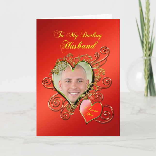 Add A Picture Husband Valentines Day Hearts Holiday Card (Front)