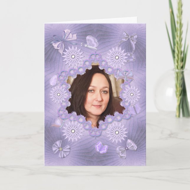 Add a picture lilac birthday card with flowers (Front)