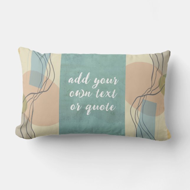  add a quote abstract art mid century style teal lumbar cushion (Front)